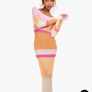 NWT BOOHOO PREMIUM STRIPE CROCHET Maxi Dress